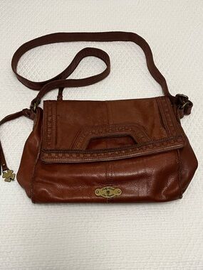 Lucky Brand Leather Crossbody with Braided Detail and Brass Plate